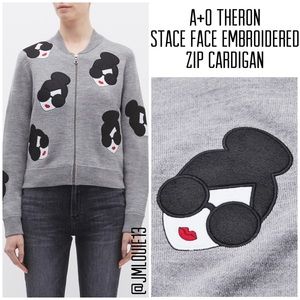 Alice + Olivia Theron Stace Face Zip Cardigan